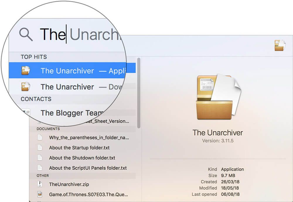 Start Unarchiver-appen på Mac