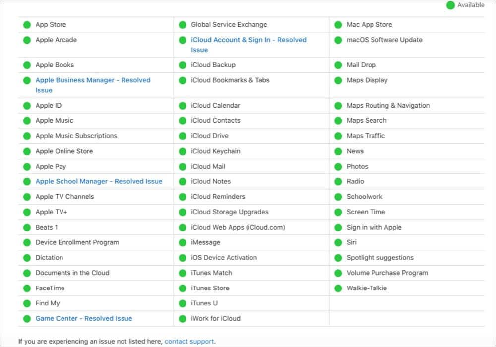 Sjekk systemstatus for iCloud-tjenester