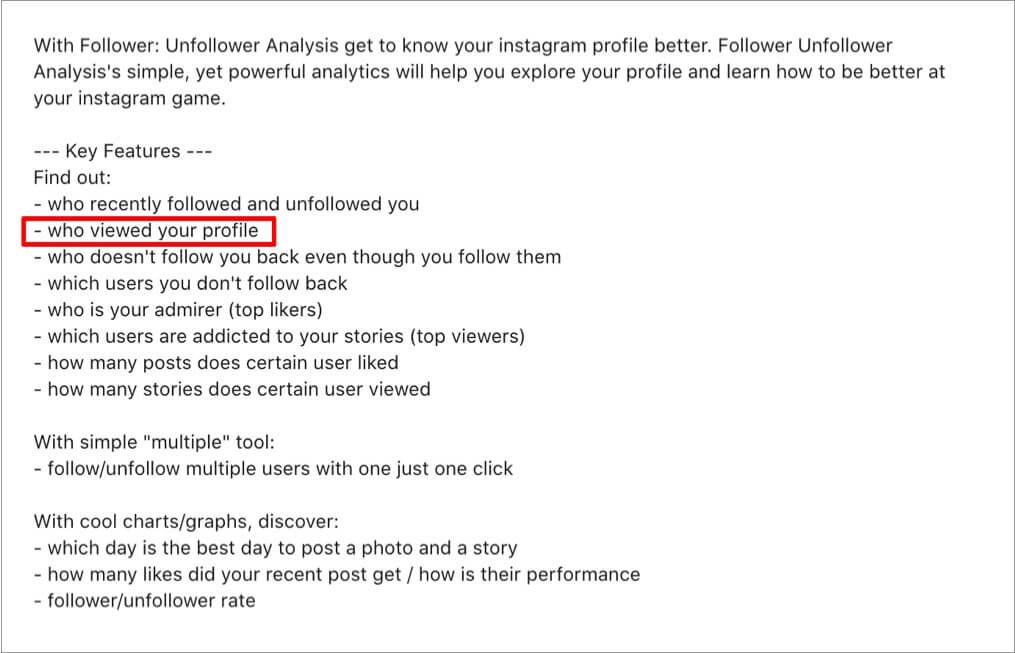 „Kas peržiūrėjo“ - „Instagram“ profilio programos ekrano kopija sako „Sužinok - kas tave užklumpa“