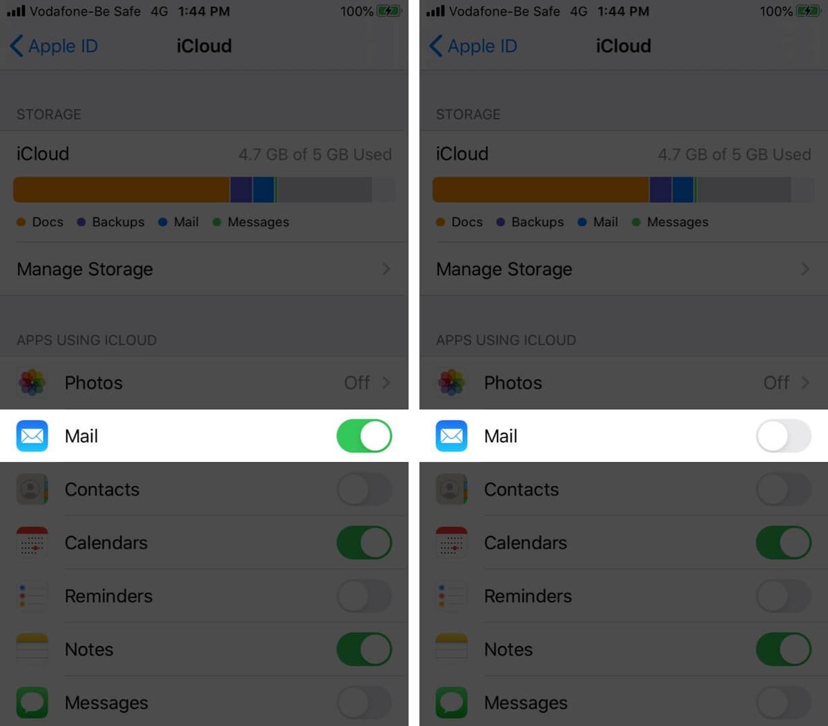 Sluk iCloud Mail på iPhone