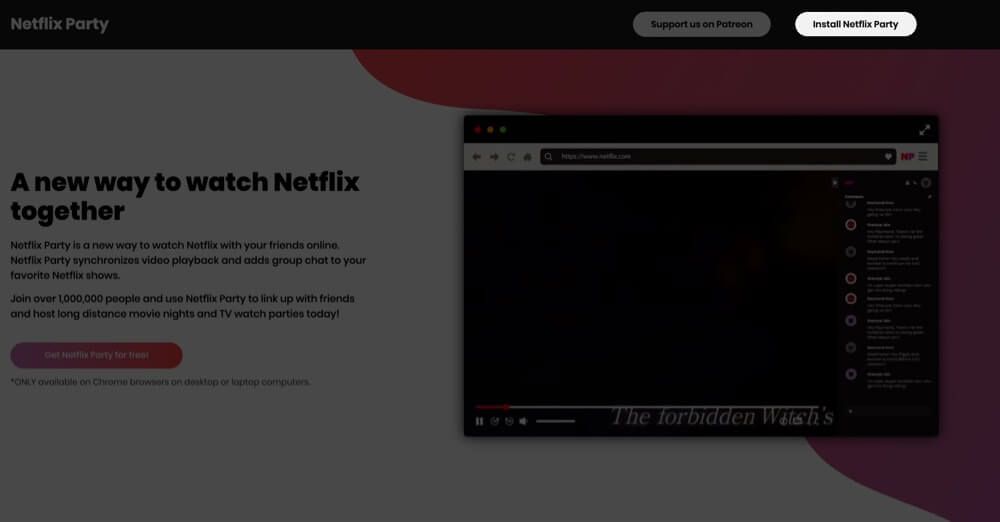 Klikk på Installer Netflix Party