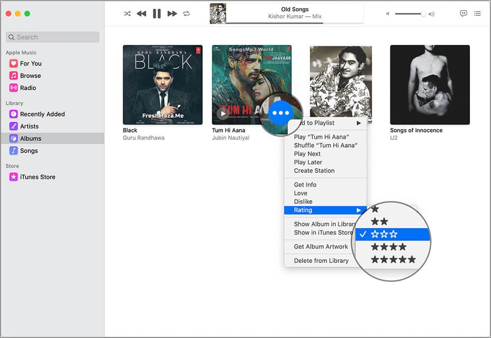Klikk på Songs-fanen i iTunes på Mac