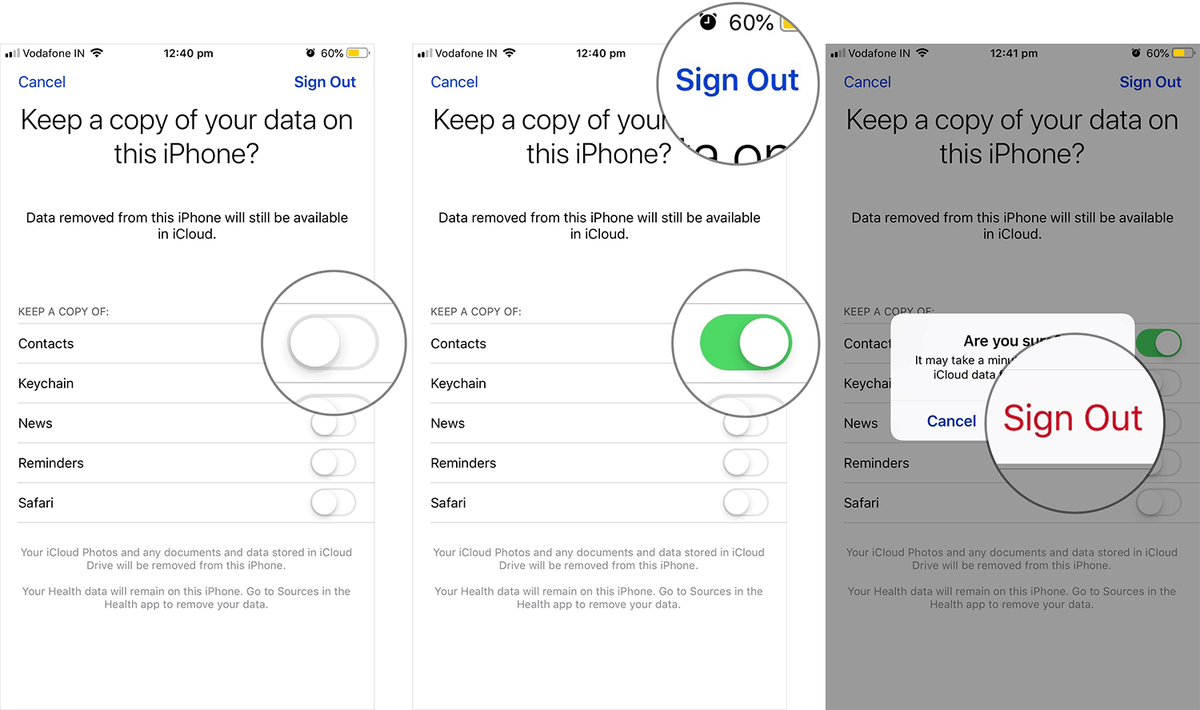 Logg av fra iCloud for å endre Apple ID på iPhone eller iPad
