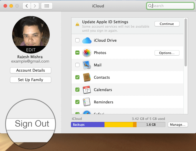 Logg av fra iCloud for å bytte Apple ID på Mac