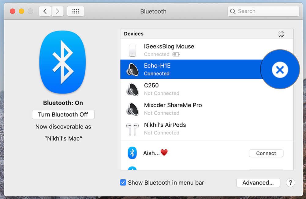 Disaccoppia il tuo dispositivo Bluetooth su Mac