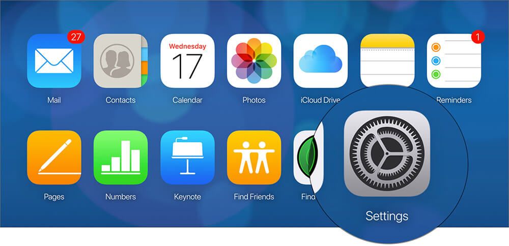 Klikk på Innstillinger-ikonet i iCloud på Mac