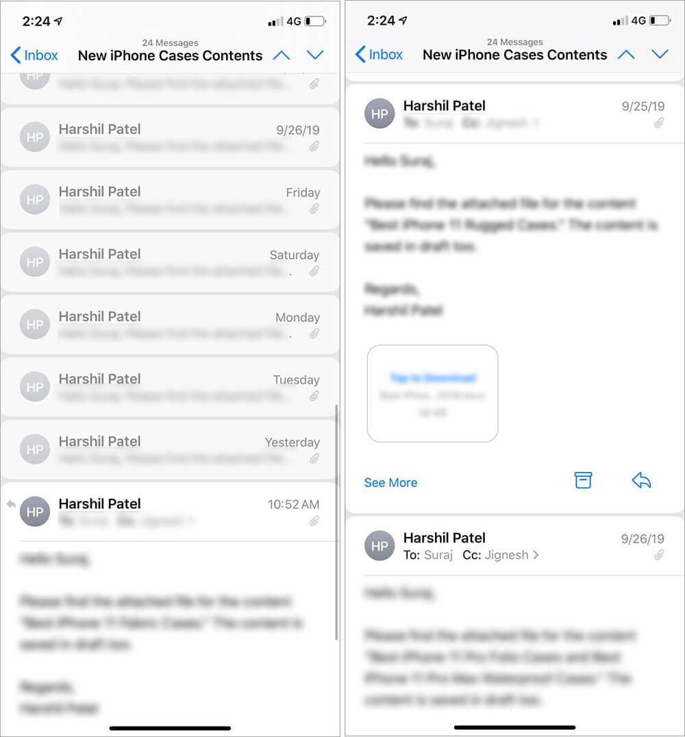 Deaktiver Collapse Read Messages i iOS 13 Mail App på iPhone