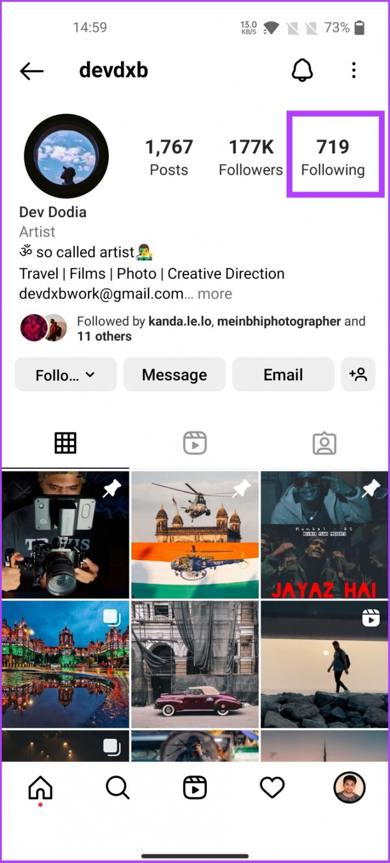   Instagram-profil følger