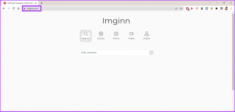   Åpne ImgInn-nettstedet
