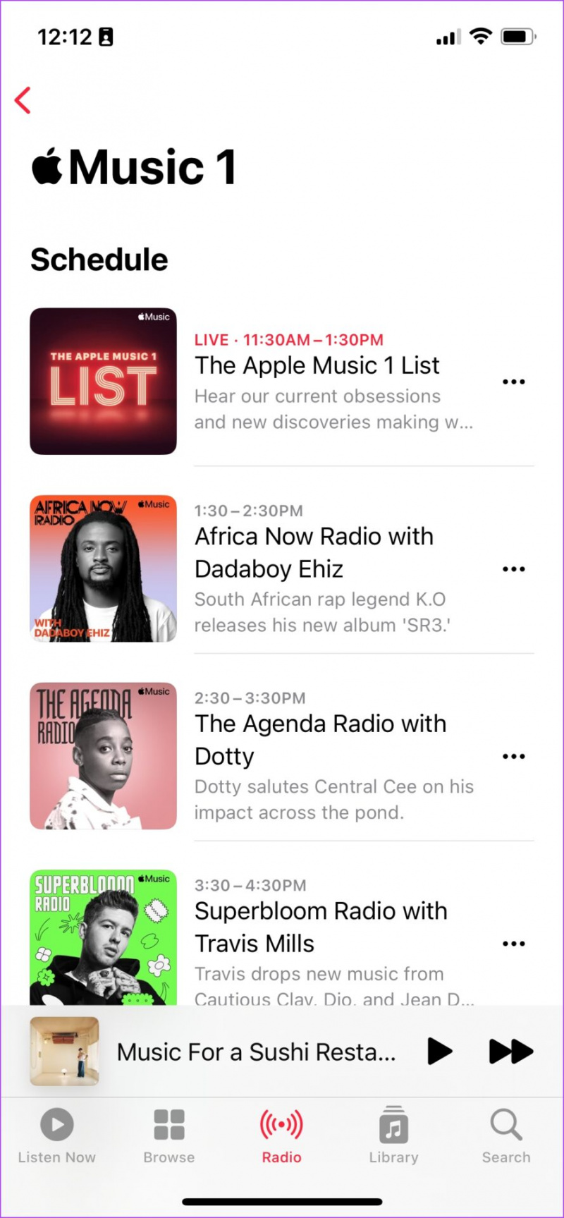   Programme Apple Music Radio