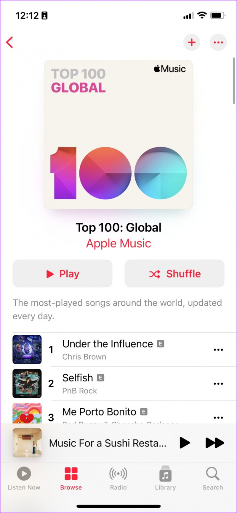   Liste de lecture Apple Top 100