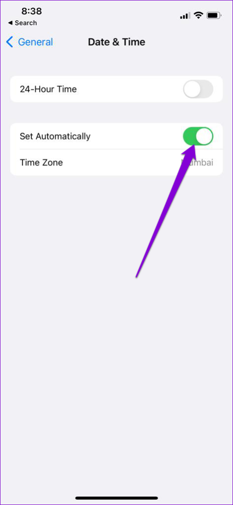   Definir data e hora automaticamente no iPhone