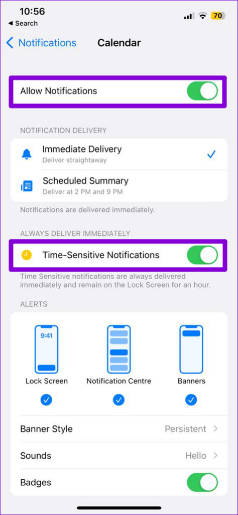   Ativar notificações de calendário no iPhone