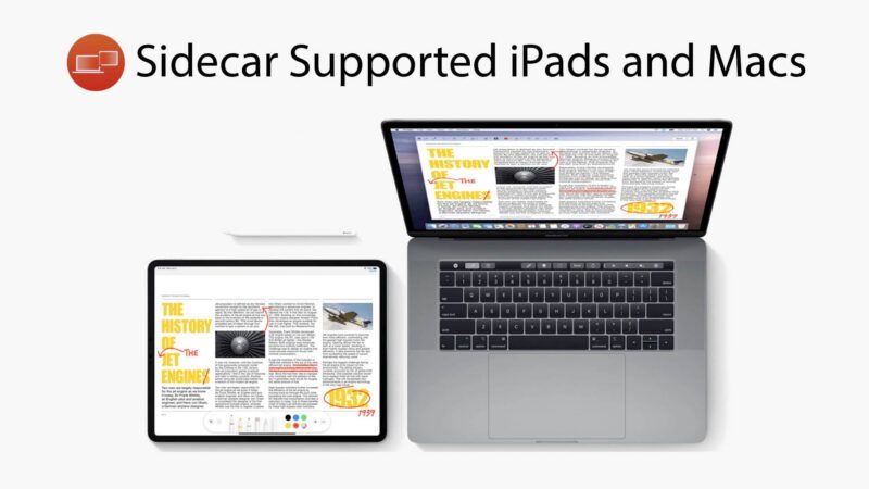 Sidecar-støttede iPads og Mac-er