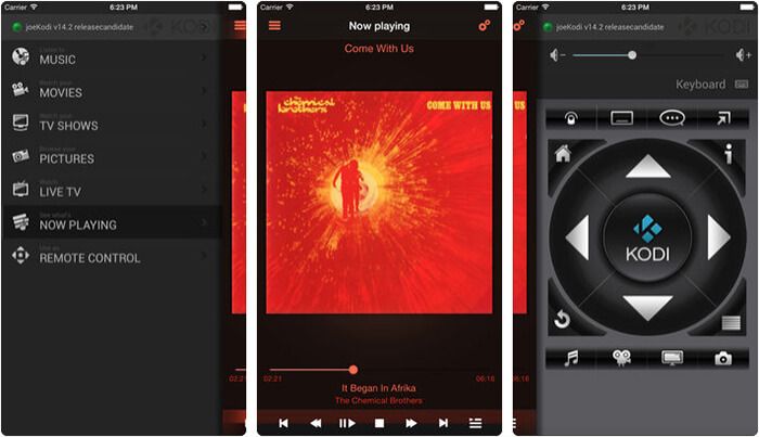 Officiell Kodi Remote iPhone och iPad App skärmdump