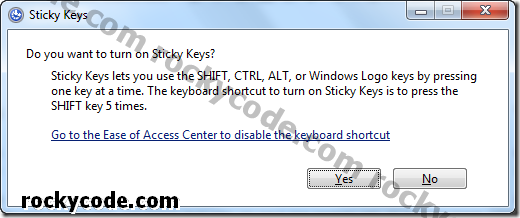 Slik aktiverer eller deaktiverer du klebrige nøkler, filtrerer nøkler og skifter nøkler i Windows 7