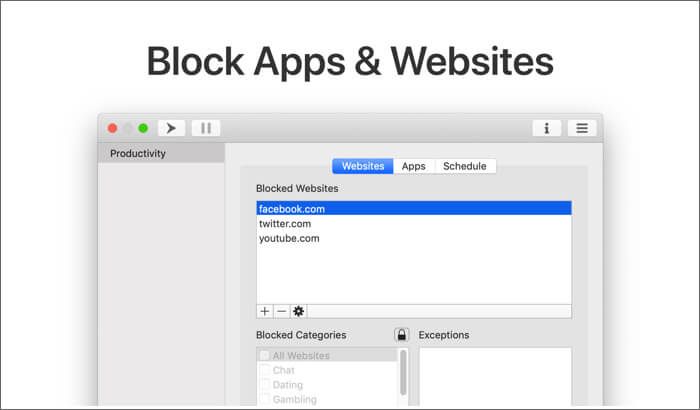 1Focus a blokovanie webových stránok pre Mac