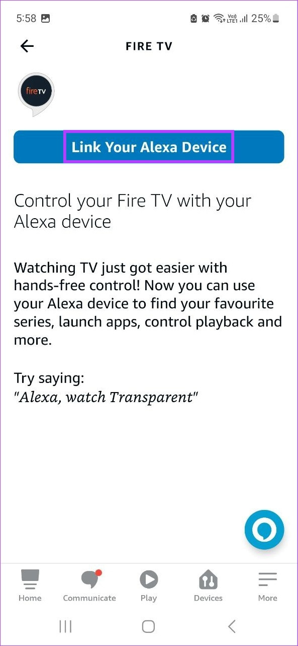   Πατήστε Σύνδεση της συσκευής σας Alexa