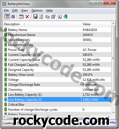 BatteryInfoView एक Neat Laptop Battery Information और Status Display Tool है