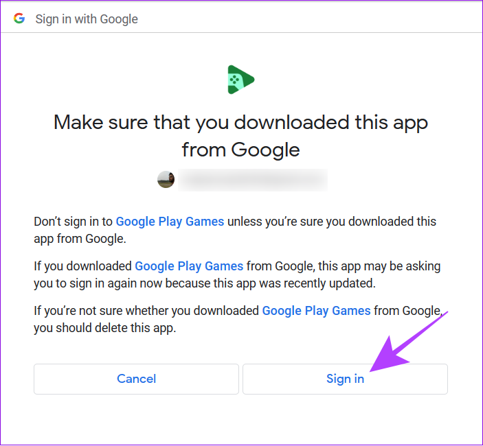   piesakieties ar savu Google kontu pakalpojumā Google Play spēles personālajam datoram