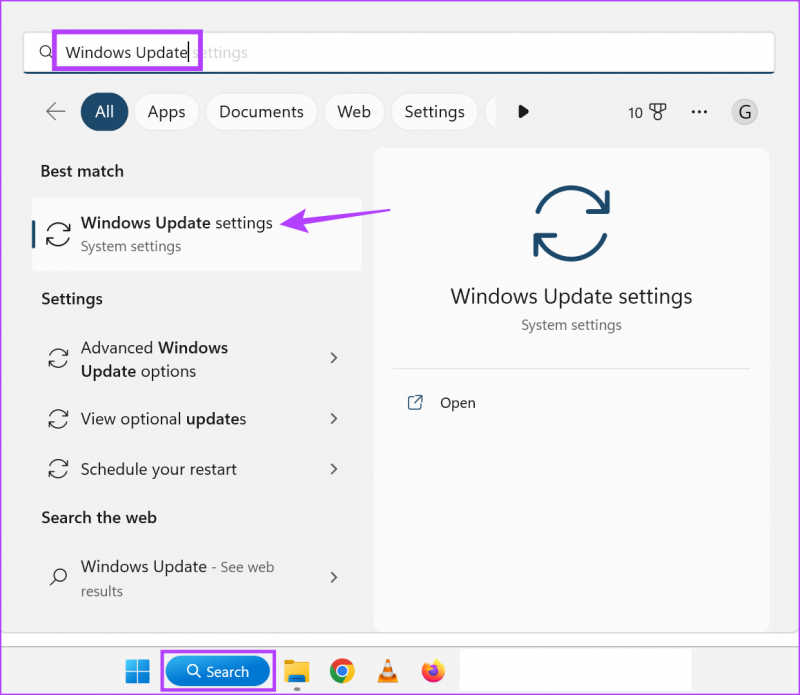   Escriviu Windows Update i obriu l'aplicació