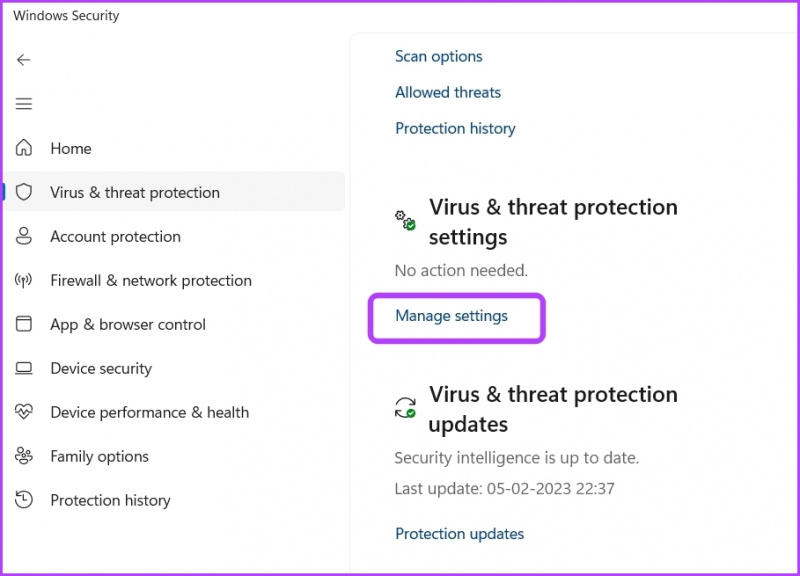   Administrer innstillinger i Windows Security