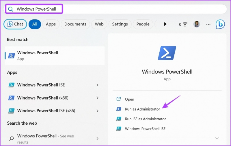   _Windows PowerShell i Start-menyen
