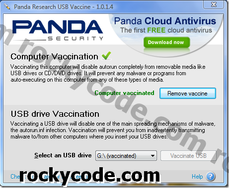Usa Panda Vaccine per disabilitare Autorun.inf su PC e unità USB