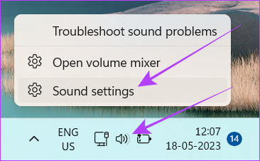   Feu clic amb el botó dret a la icona de so i seleccioneu la configuració del so