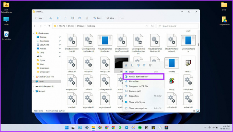   Explorateur de fichiers Windows CMD RUN